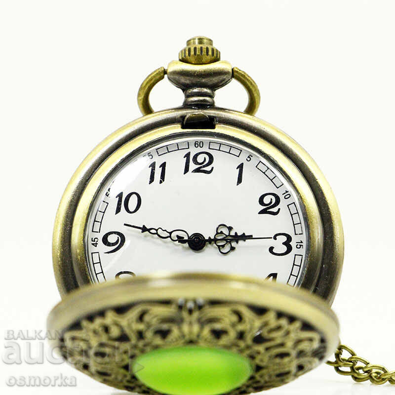 Licitație Nou ceas de buzunar piatră verde accesoriu de modă medalion elegant