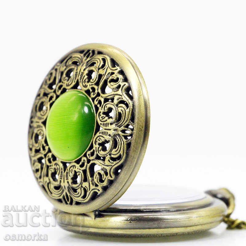 Livrarea Nou ceas de buzunar piatră verde accesoriu de modă medalion elegant