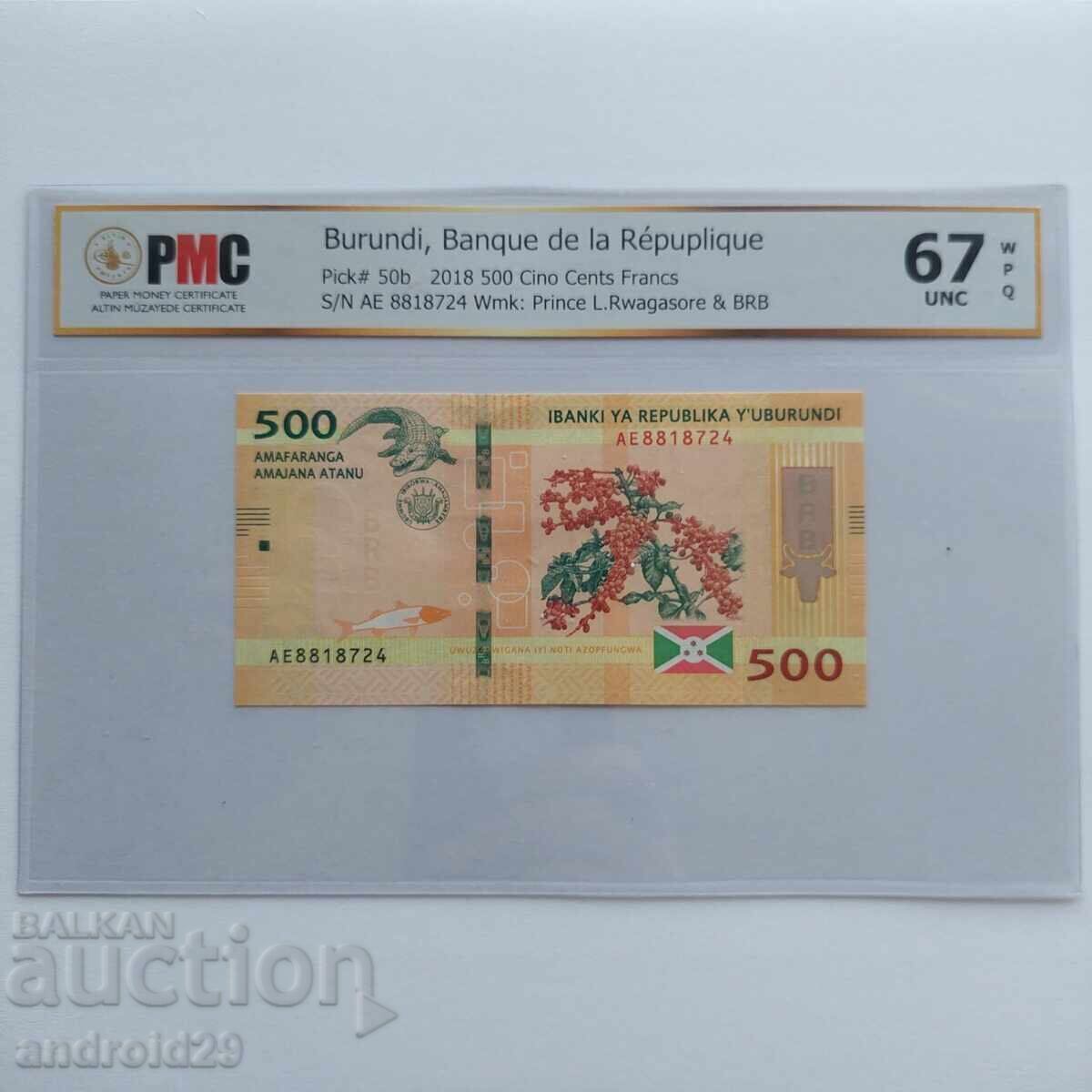500 Franci Burundieni 2018 UNC67 Bancnotă
