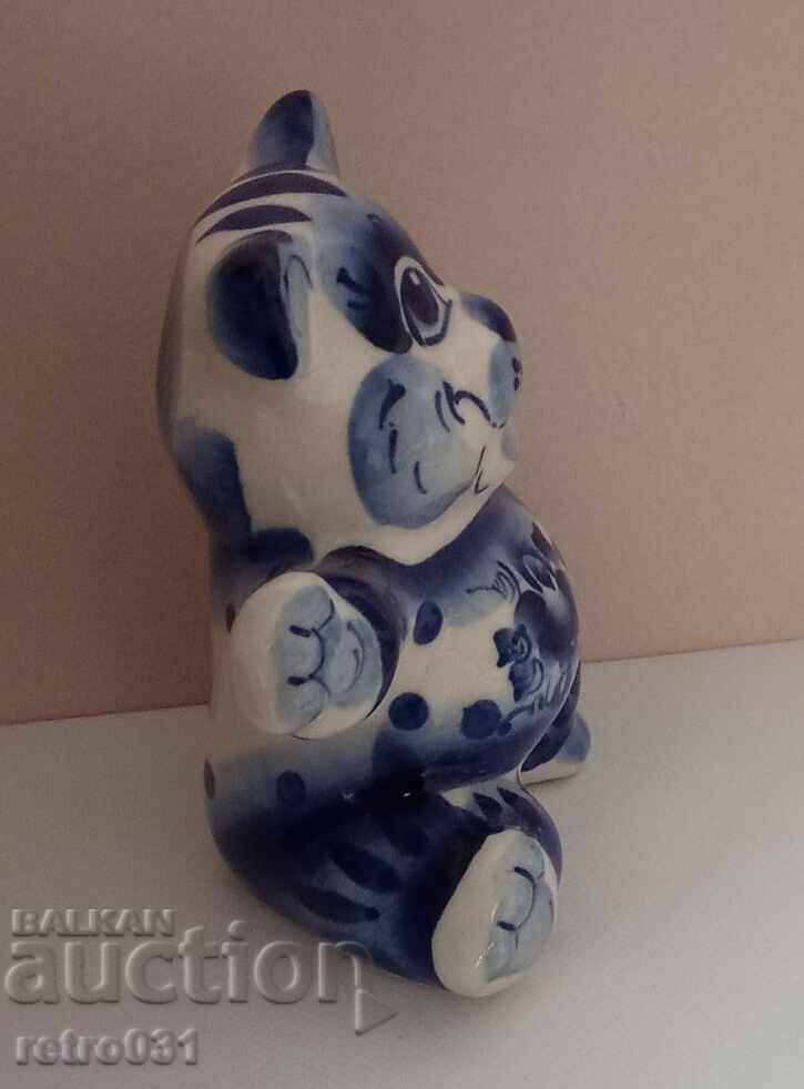 Δημοπρασία Πορσελάνινο ειδώλιο Γάτα κεραμικό. Γκζελ. Ρωσία