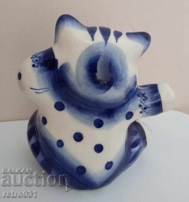 Πορσελάνινο ειδώλιο Γάτα κεραμικό. Γκζελ. Ρωσία - 5