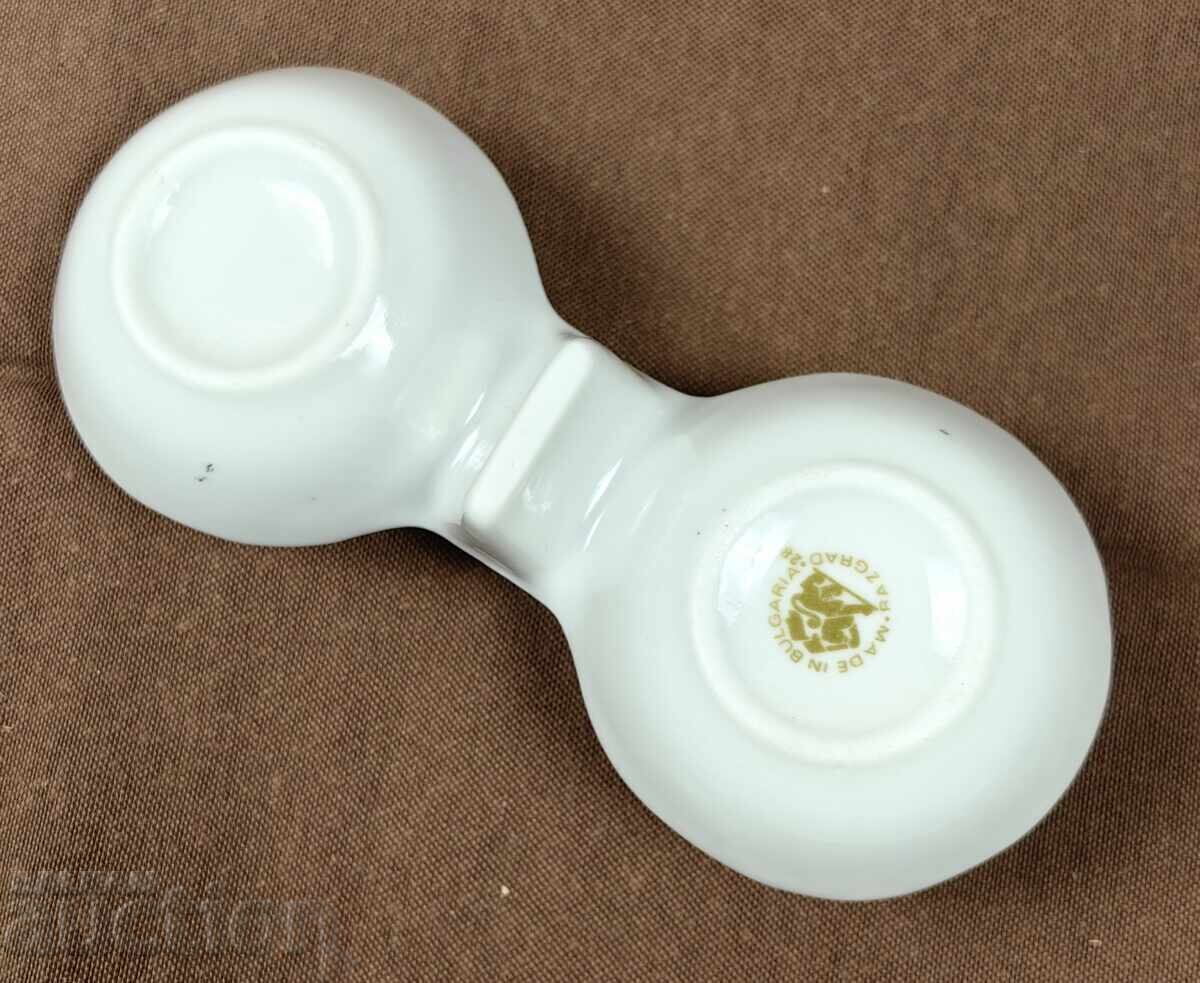 Auction  UNUSED PORCELAIN SOC SALT BOX DEGRADED PORCELAIN SALT