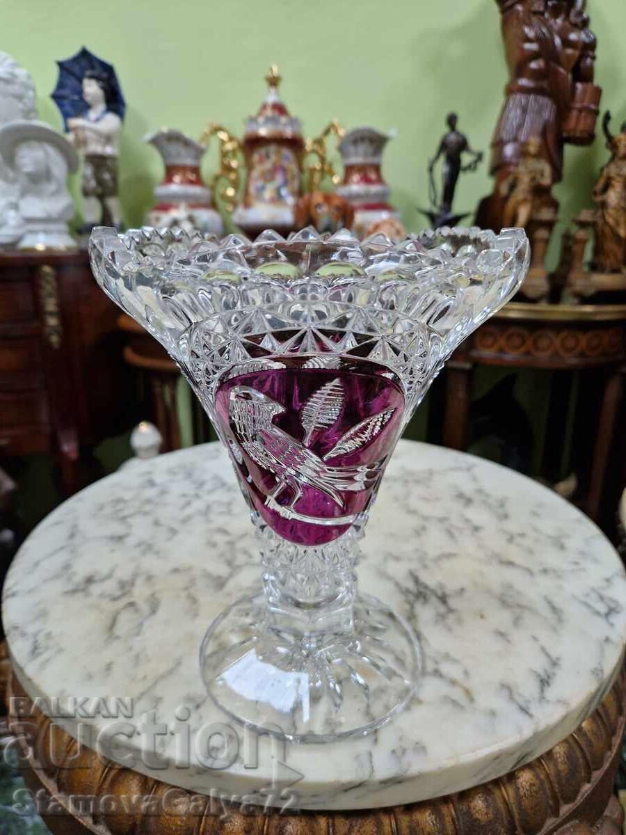A lovely antique German crystal vase with price 99.00 BGN | € 50.62
