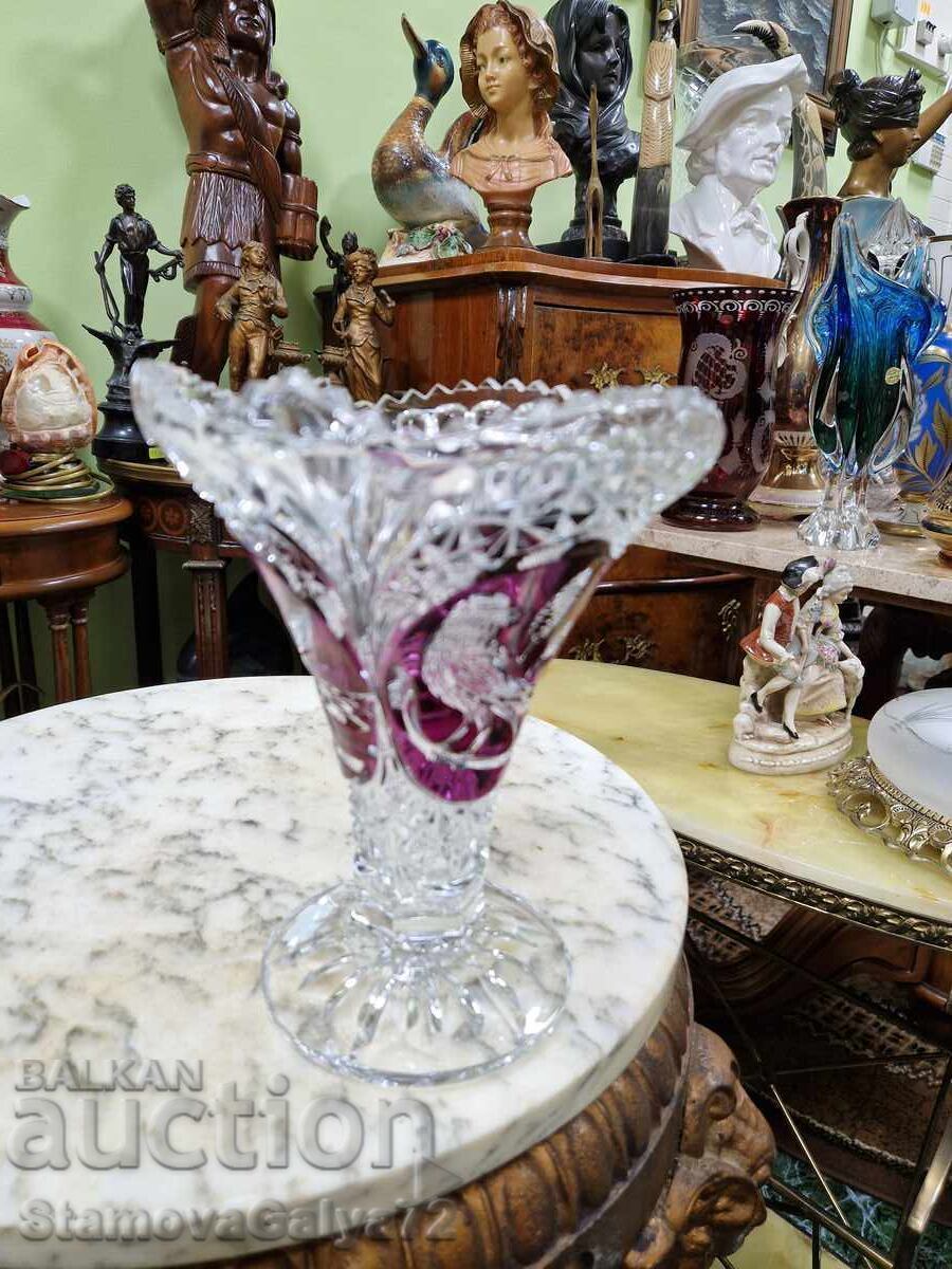 O minunată vază antică germană de cristal - 5