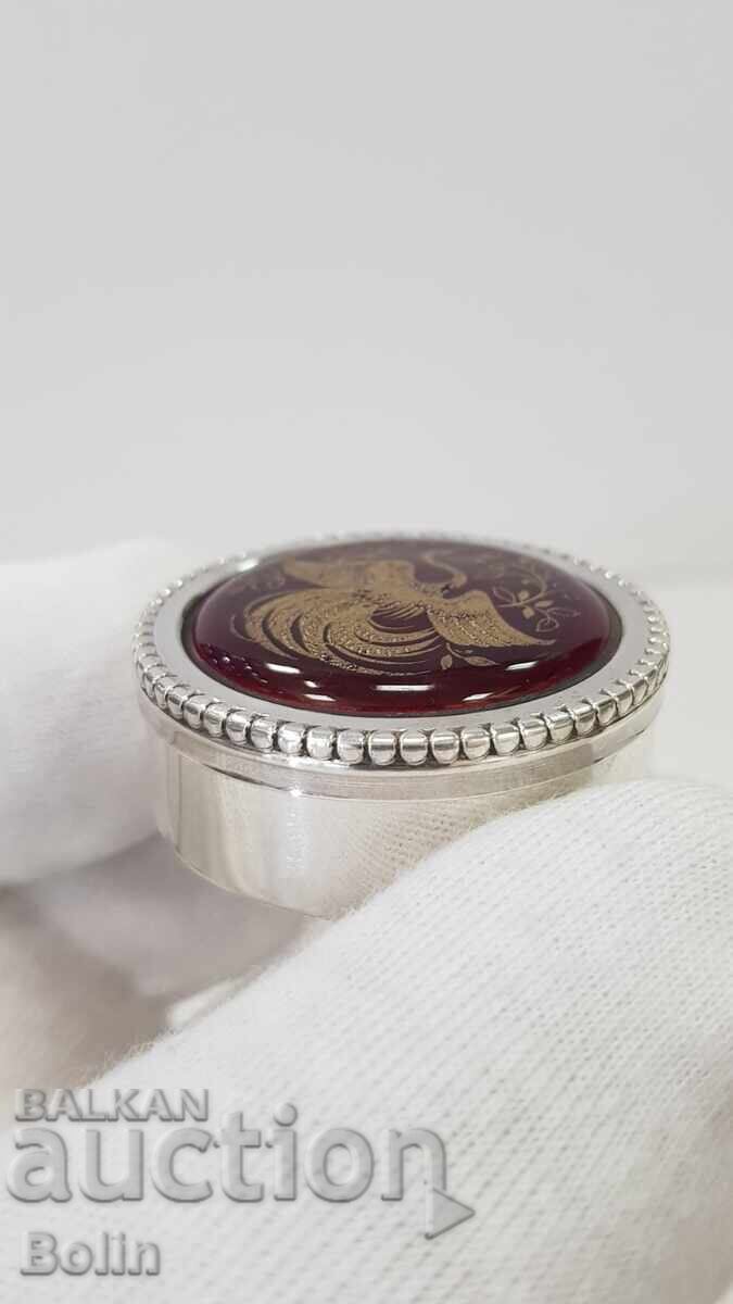 Delivery of Beautiful silver European box, pillbox with enamel