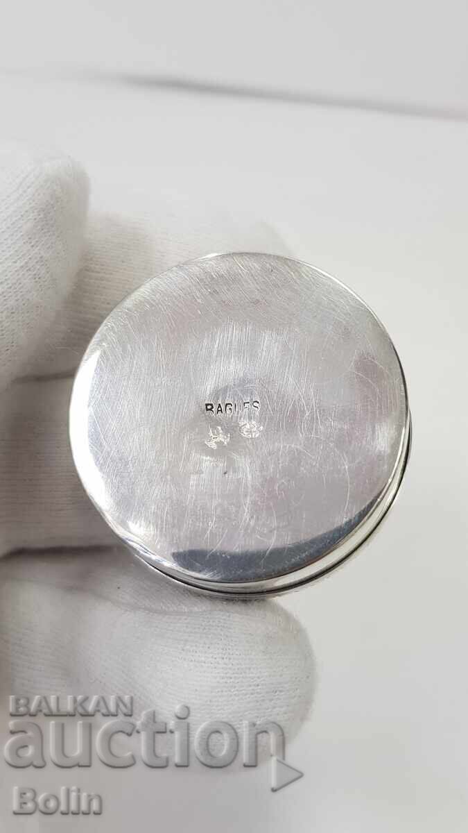 Beautiful silver European box, pillbox with enamel - 5