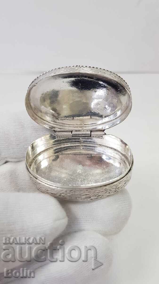 Beautiful silver box, pillbox with niello enamel - Europe - 6