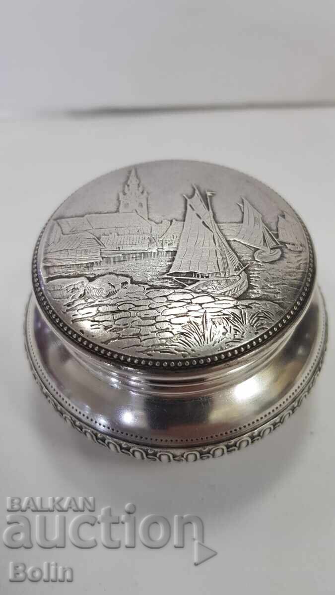 Rare Silver Jewelry Box, Pillbox 1880-1920 Europe