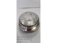 Σπάνιο ασημένιο κουτί κοσμημάτων, θήκη χαπιών 1880-1920 Ευρώπη