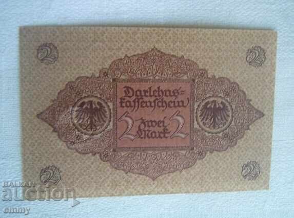 Аукцион Банкнота Райхсмарка - 2 марки, Германия 1920 Аукцион Банкнота Райхсмарка - 2 марки, Германия 1920