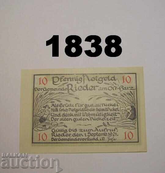 Rieder a. Ostharz 10 pfennig 1921 Germany Rieder a. Ostharz 10 pfennig 1921 Germany