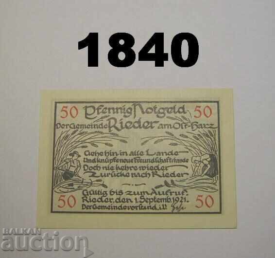 Rieder a. Ostharz 50 pfennig 1921 Germany