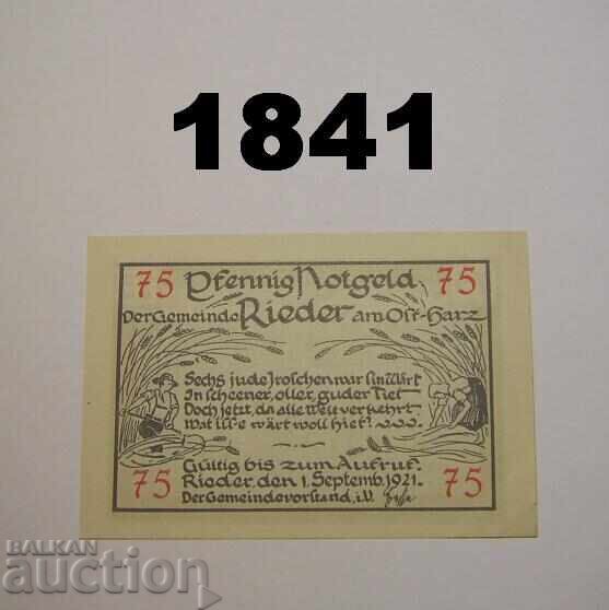 Rieder α. Ostharz 75 pfennig 1921 Γερμανία