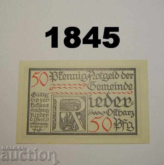 Rieder a. Ostharz 50 pfennig 1921 Germania