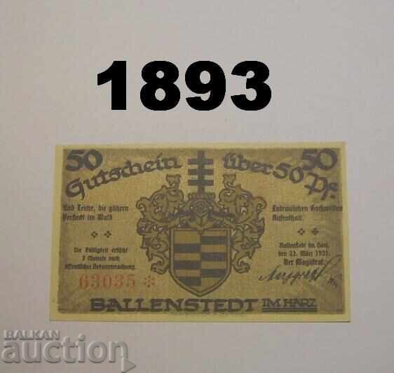 Ballenstedt Harz 50 pfennig 1921 Germania
