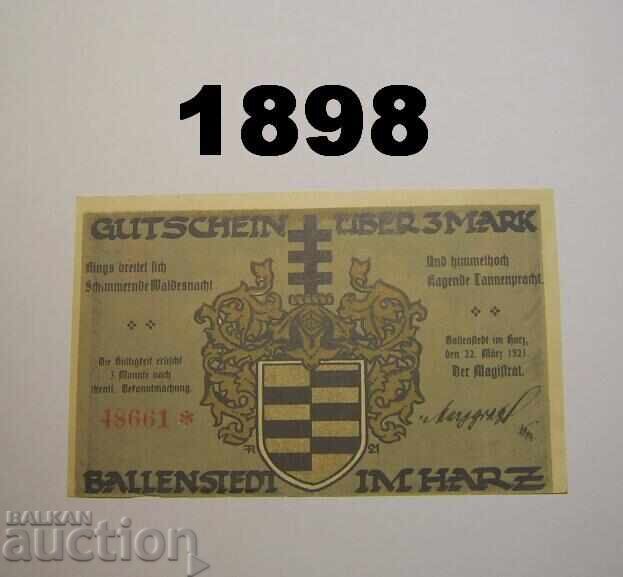 Ballenstedt Harz 3 μάρκα 1921 Γερμανία Ballenstedt Harz 3 μάρκα 1921 Γερμανία