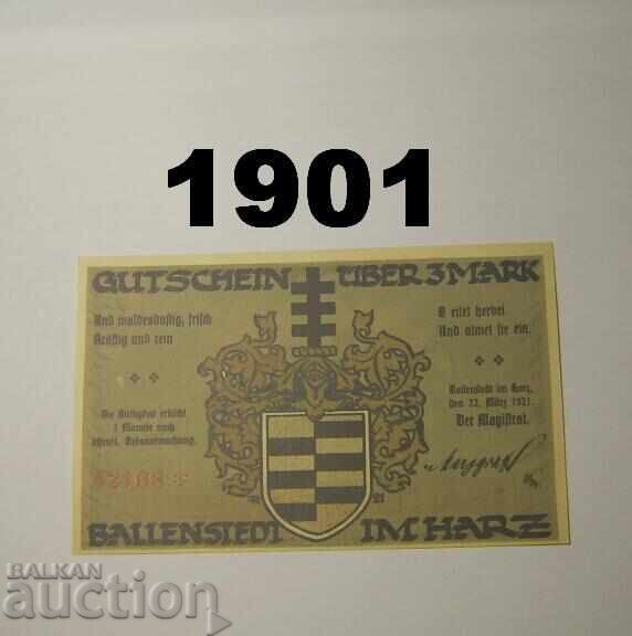Ballenstedt Harz 3 mărci 1921 Germania