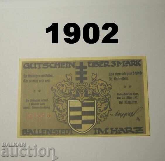 Ballenstedt Harz 3 mărci 1921 Germania