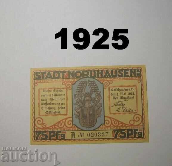 Nordhausen 75 pfennig 1921 Germania Nordhausen 75 pfennig 1921 Germania