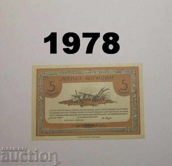 Γκίφχορν 5 πεννίγια 1921 Γερμανία με τιμή 2.00 BGN | € 1.02