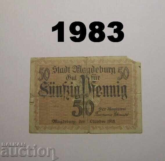 Magdeburg Banknotes 50 pfennig 1918 Germany with price 1.00 BGN | € 0.51