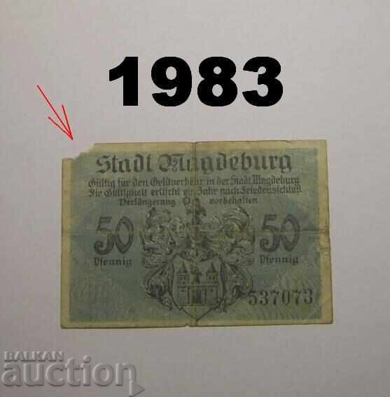 Magdeburg Banknotes 50 pfennig 1918 Germany