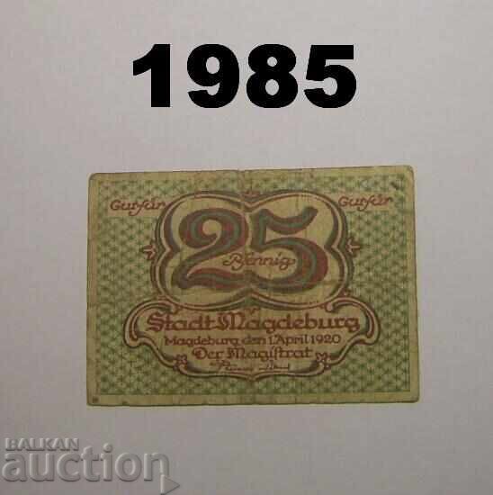 Magdeburg 25 pfennig 1920 Germany with price 1.00 BGN | € 0.51