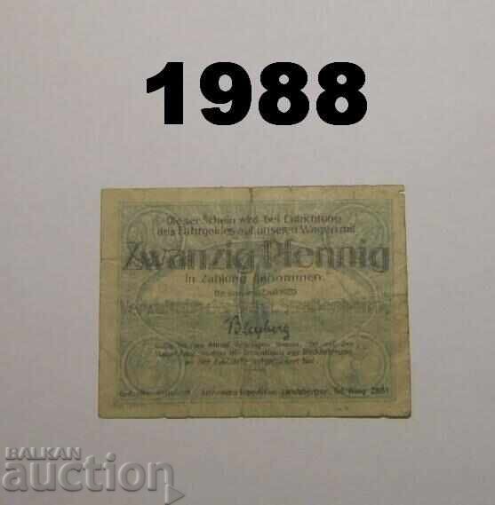 Wrocław Breslau 20 pfennig 1920 Germania