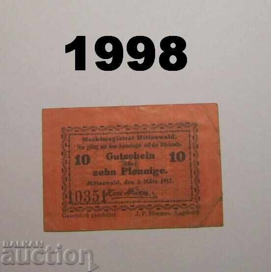 Mittenwald 10 pfennig 1917 Germany