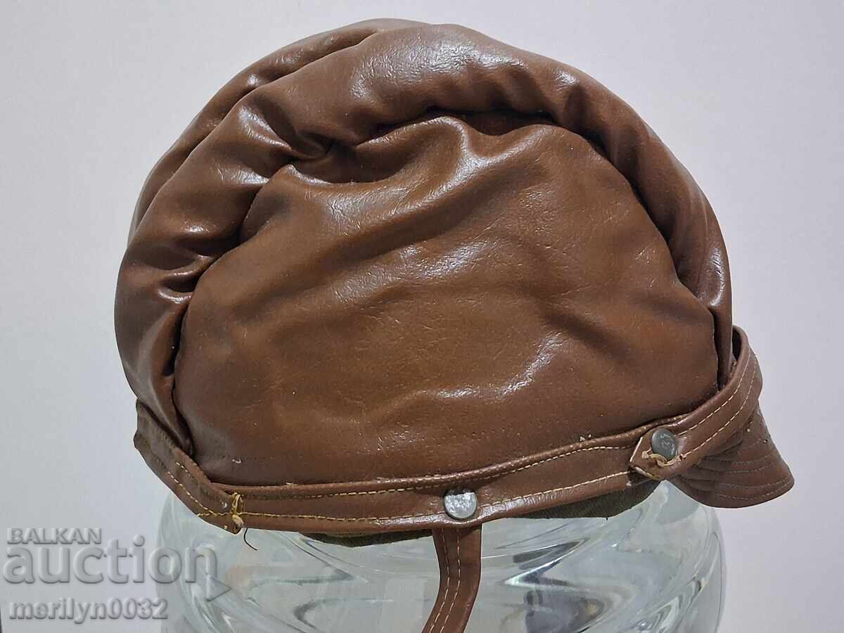 Casca de piele pentru motocicletă anii '50 / '60 motociclist rocker