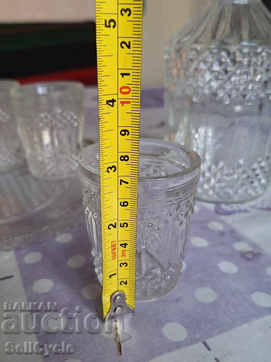 ✅СТЪКЛЕН СЕРВИЗ ЗА РАКИЯ - ГАРАФА, ПОДНОС И ЧАШКИ❗ - 6