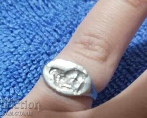 Delivery of Celtic Silver Ring - Seal with Lion Figure. Ancient Times