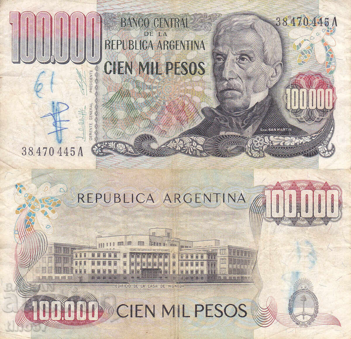 tino37- АРЖЕНТИНА - 100000 ПЕСОС - 1979/83г