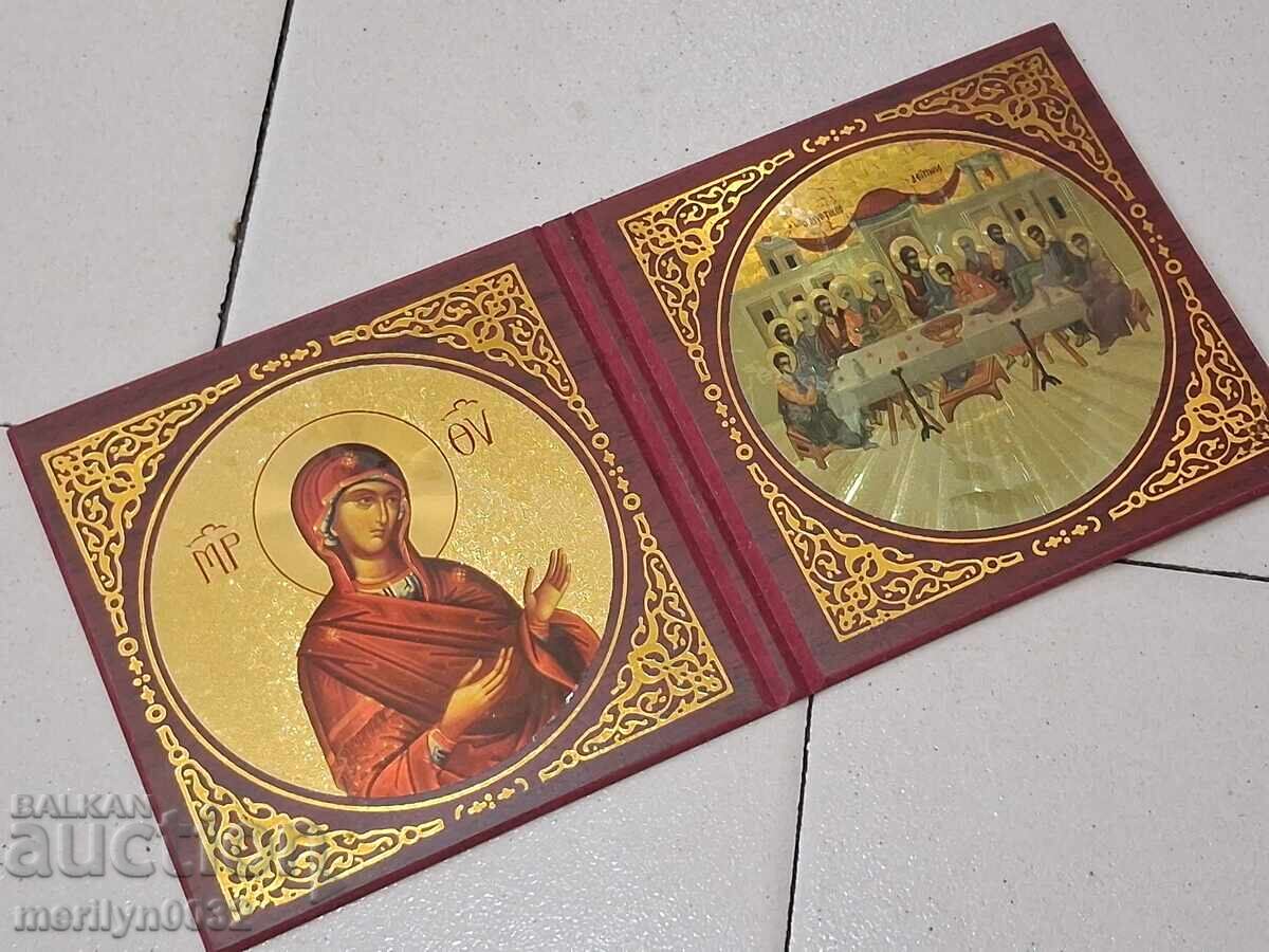 Icoană dublă suvenir amintire din Ierusalim pelerinaj Sfântul Mormânt cu preț 39.50 BGN | € 20.20