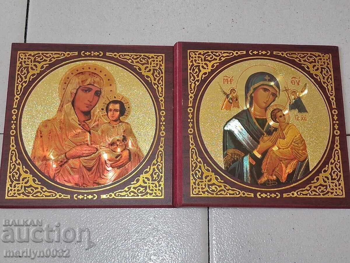 Icoană dublă suvenir amintire din Ierusalim pelerinaj Sfântul Mormânt
