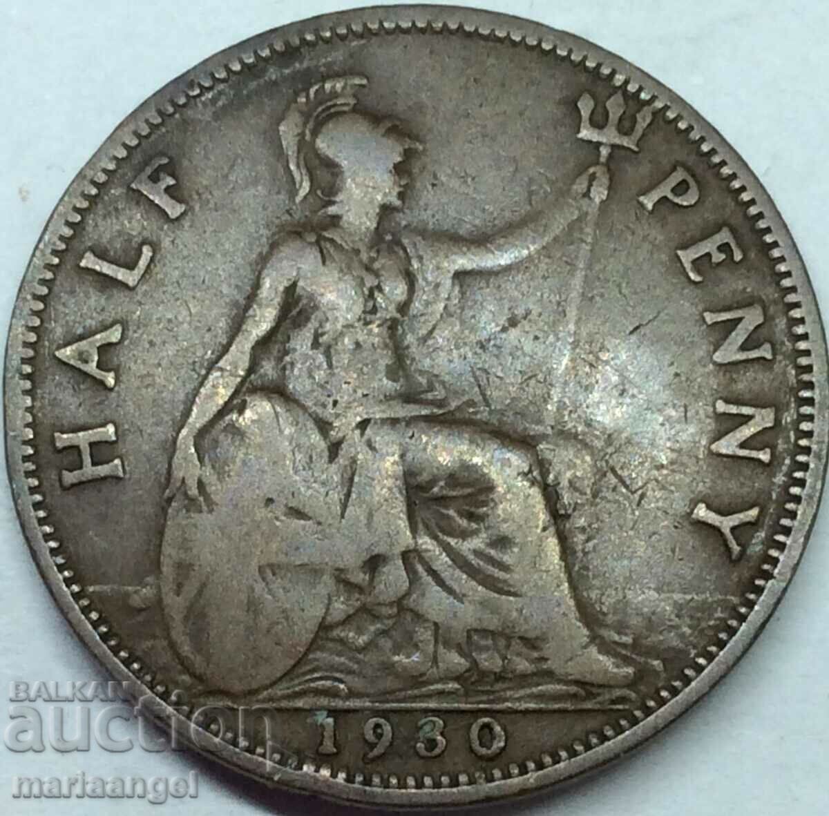 Παράδοση Μεγάλη Βρετανία 1/2 Penny 1930 George VI Χάλκινο