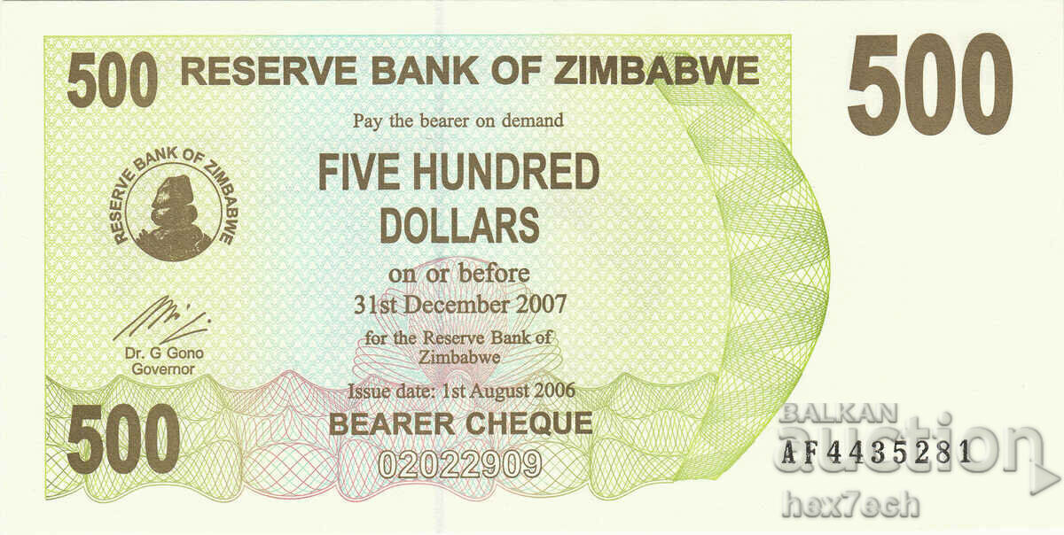 ❤️ ⭐ Ζιμπάμπουε 2006 500 $ UNC νέο ⭐ ❤️ με τιμή 3.99 BGN | € 2.04