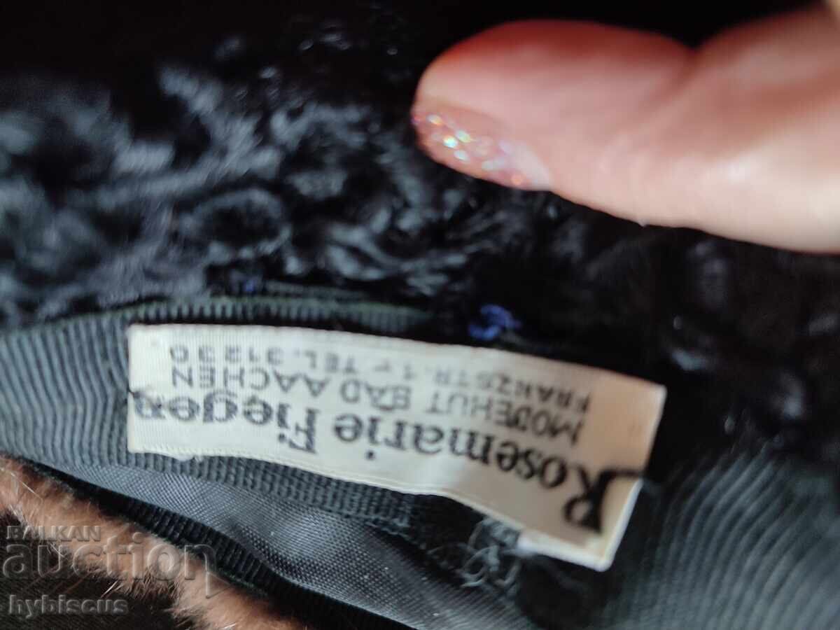 Δημοπρασία Παλιό ρετρό γερμανικό καπέλο αστραχάν με δέρμα