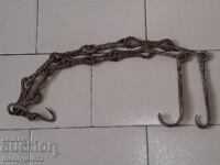Old wrought iron chain with hook, hearth chain hook chain