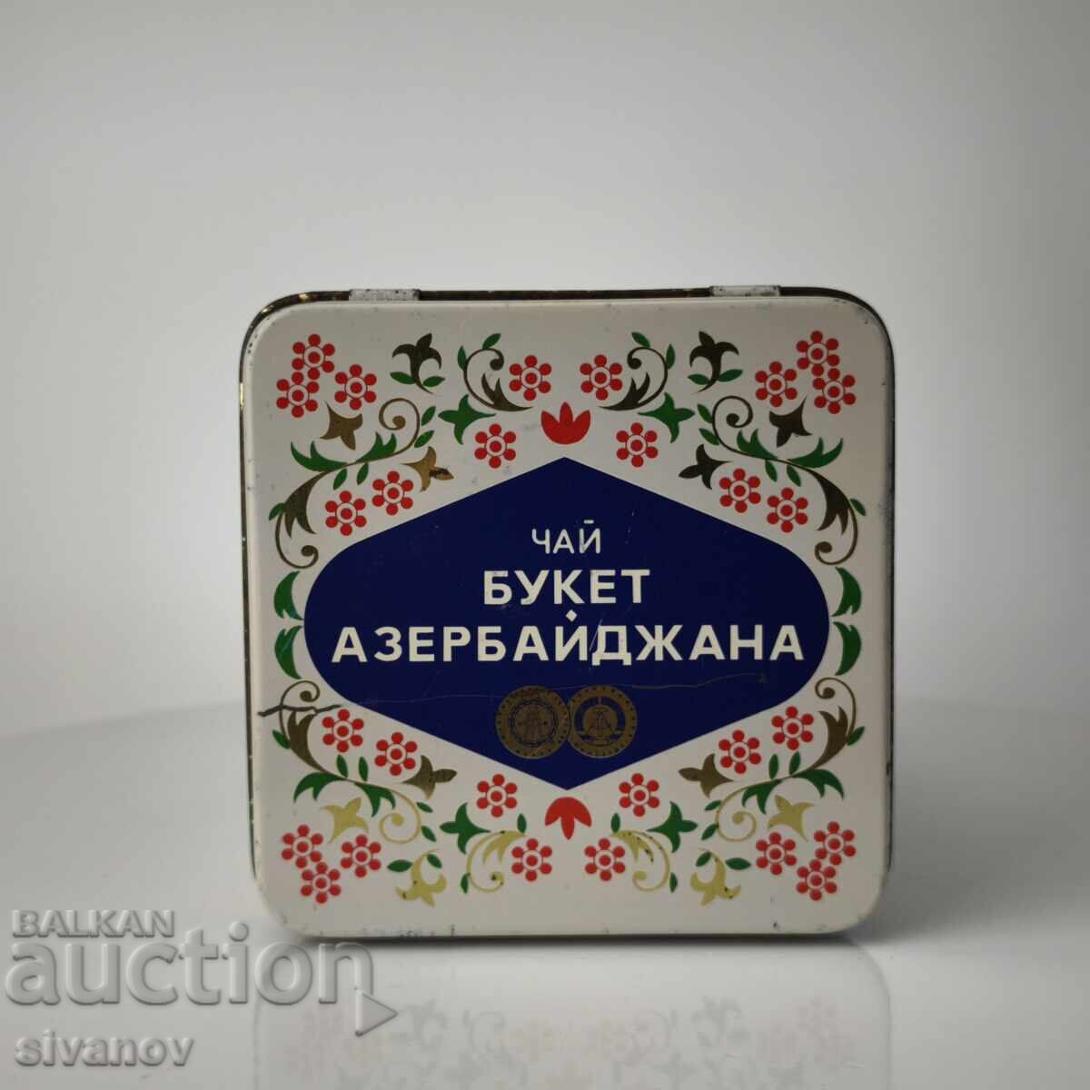Παράδοση Παλιό μεταλλικό κουτί τσαγιού Μπουκέτο Αζερμπαϊτζάν ΕΣΣΔ #6060