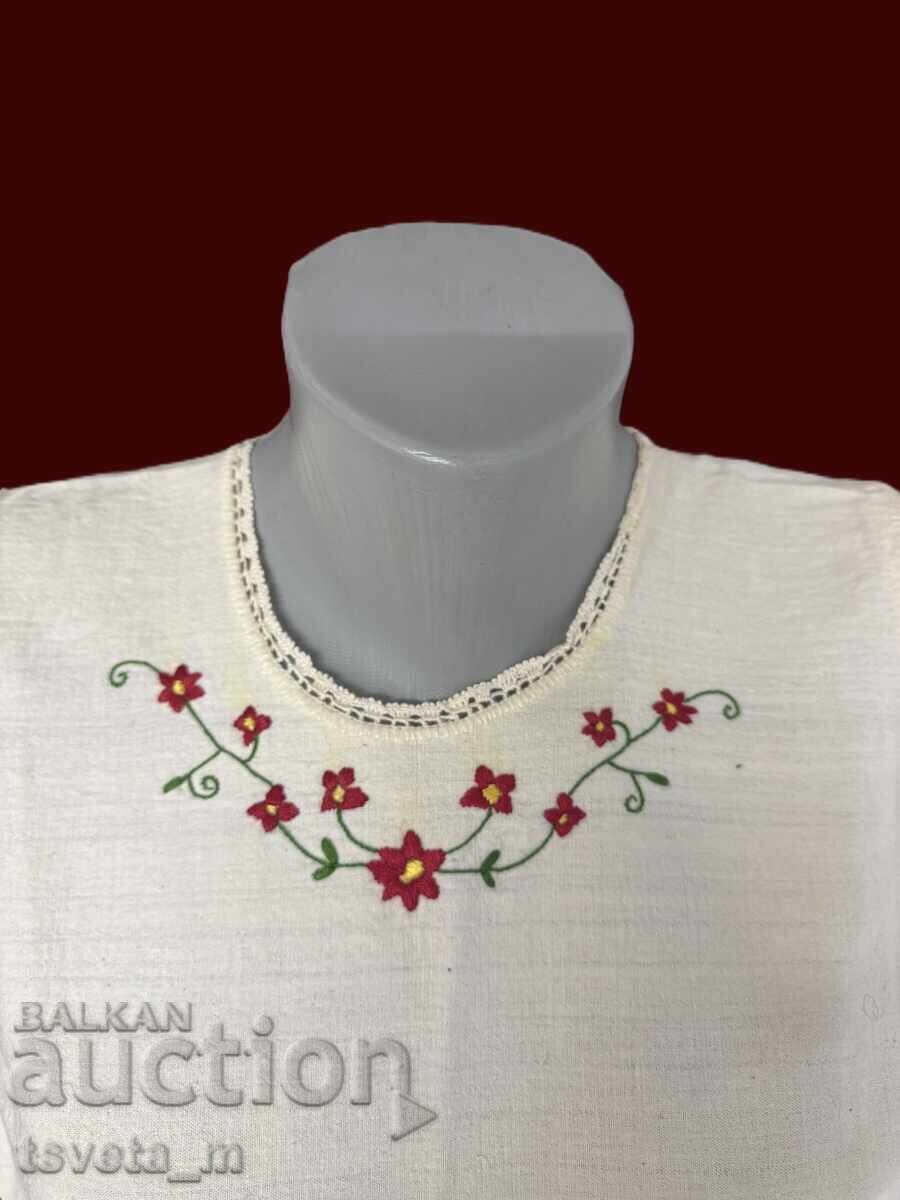 Cămașă lungă de damă din in, fără mâneci, costum popular - 5