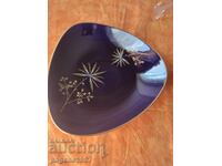 Bol decorativ vintage pictat manual cu cobalt