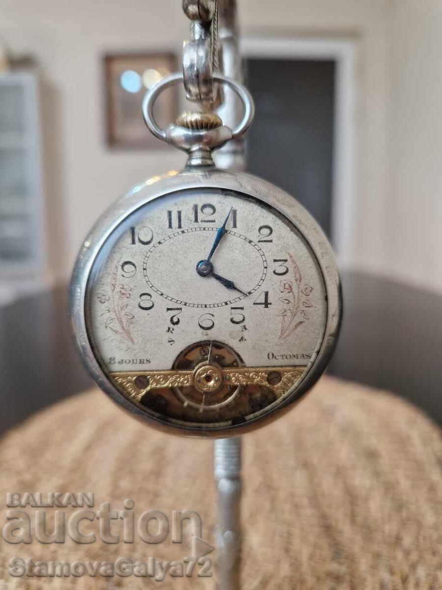 Αντίκα ελβετικό ρολόι τσέπης 8 ημερών Hebdomas με τιμή 437.00 BGN | € 223.43