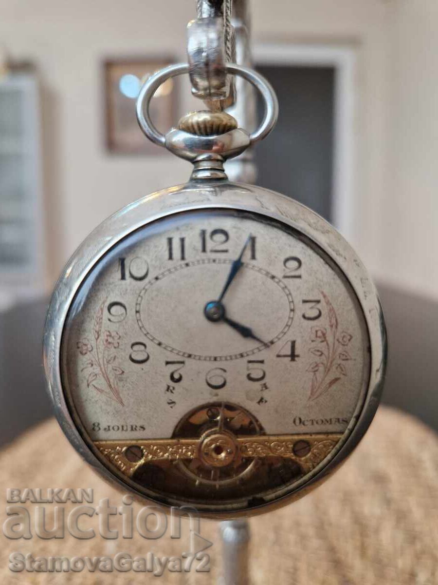 Δημοπρασία Αντίκα ελβετικό ρολόι τσέπης 8 ημερών Hebdomas