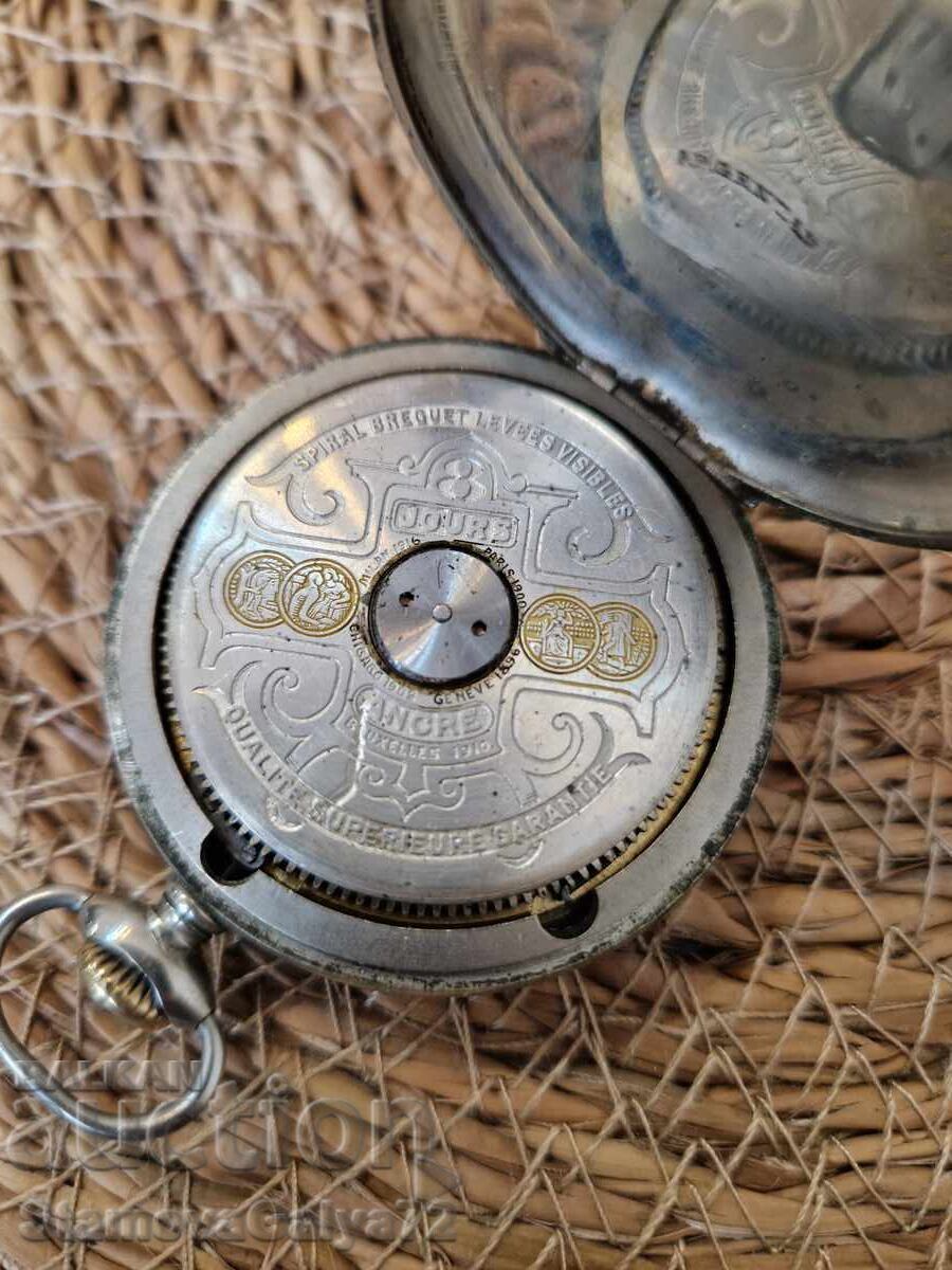 Αντίκα ελβετικό ρολόι τσέπης 8 ημερών Hebdomas - 7