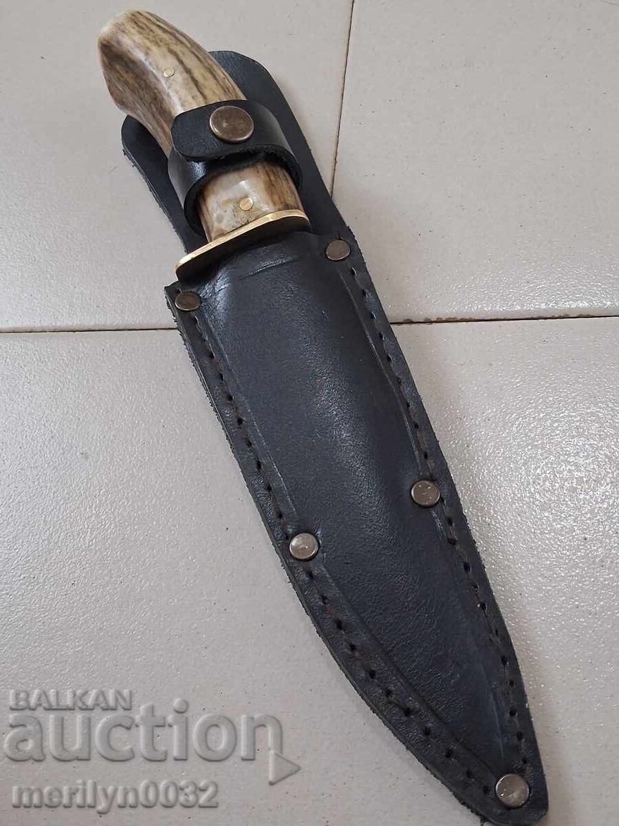 Cuțit de vânătoare cu teacă, mâner din corn de cerb - 6 Cuțit de vânătoare cu teacă, mâner din corn de cerb - 6