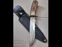 Cuțit de vânătoare cu teacă, mâner din corn de cerb