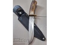 Κυνηγετικό μαχαίρι με θήκη, λαβή από κέρατο ελαφιού