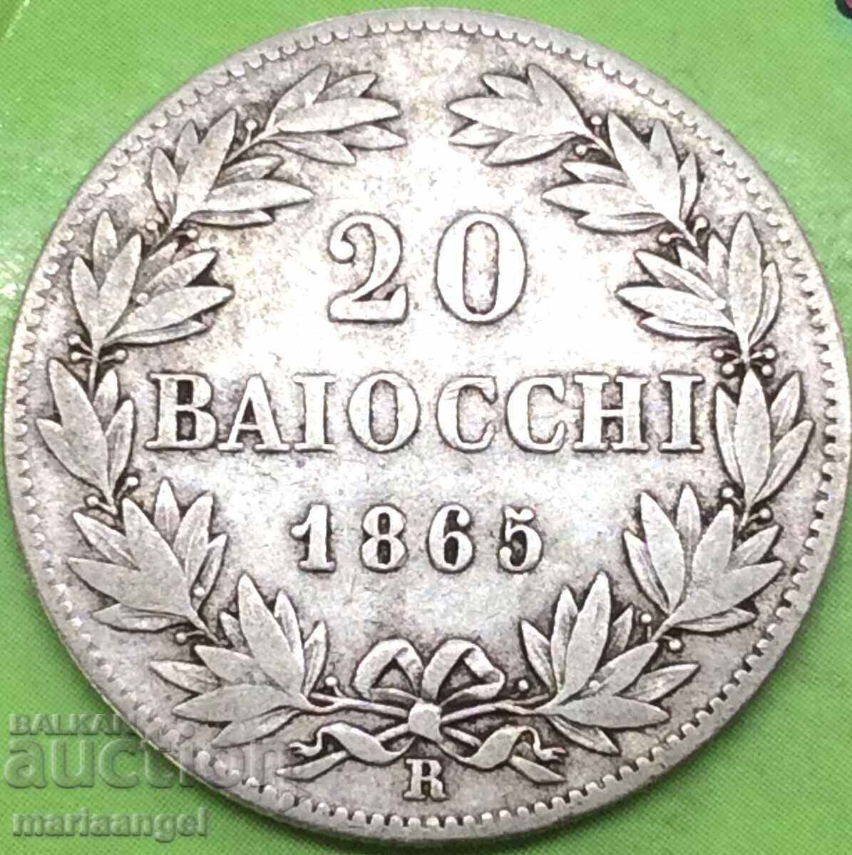 20 baioci 1865 Vatican R - Roma papa Pius al IX-lea argint - 7