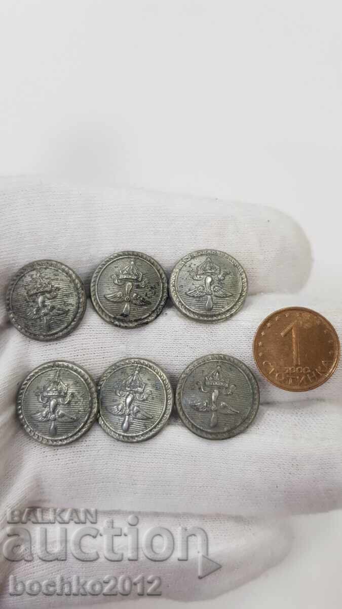 6 pcs. Bulgarian Royal Pilot Epaulette Buttons Boris III with price 78.00 BGN | € 39.88